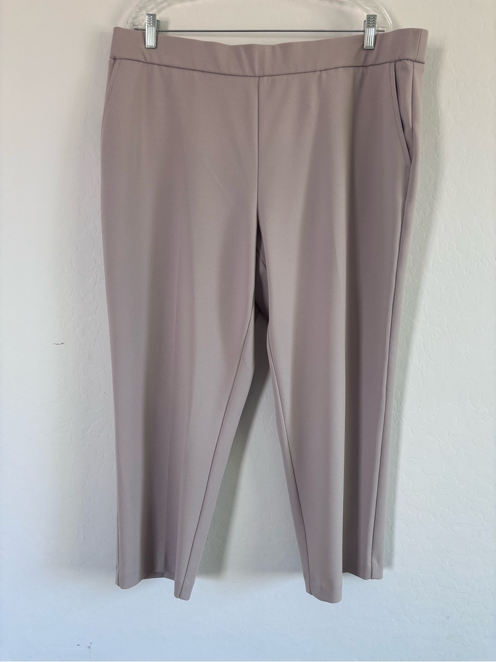 HILARY RADLEY Pull-On Stretch Ponte Ankle Pants Beige Tan Career Plus Size XXL